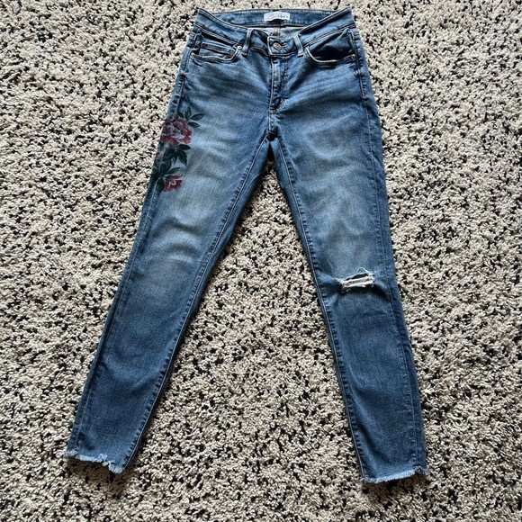Loft Women’s Denim Curvy Skinny Jeans Lightly Distressed Size 25 - Picture 1 of 11